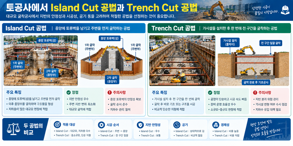 토공사에서 Island Cut 공법과 Trench Cut 공법의 특징 및 시공시 유의사항 1 image 23